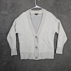 Allbirds The Cardi Mens Medium Gray 100% Merino Wool V-Neck Button Cardigan